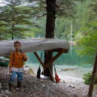 Connor and Canoe at Medvejie Lake