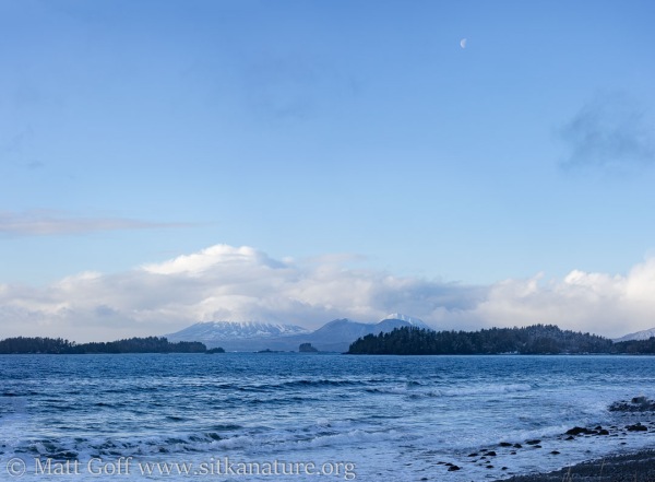 Blue Sky and Moon over Mt. Edgecumbe