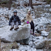 Connor and Rowan Rest on Rock Wash