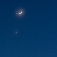 Crescent Moon, Mars, and Venus