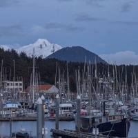 Moon and Mountains over Crescent Harbor